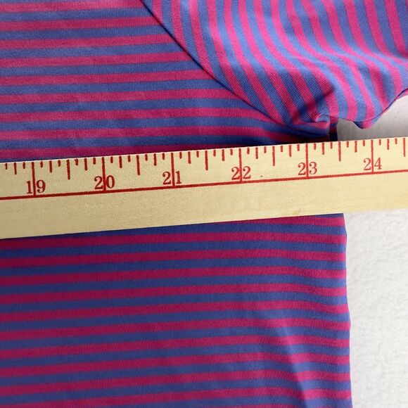 RLX Ralph Lauren Golf Polo Mens Large Striped Pink Blue Performance Shirt Logo - Picture 6 of 9